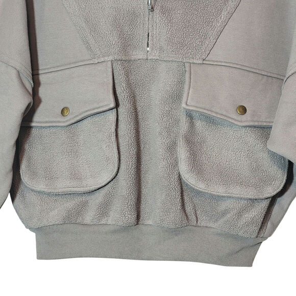 Aemi + Co Gray Half Zip Sweatshirt Exposed Seams Trendy Fall Streetwear Cozy S - Picture 4 of 15